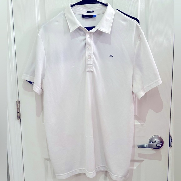 J.Lindeberg Golf Polo Size L White/Blue - Picture 5 of 5